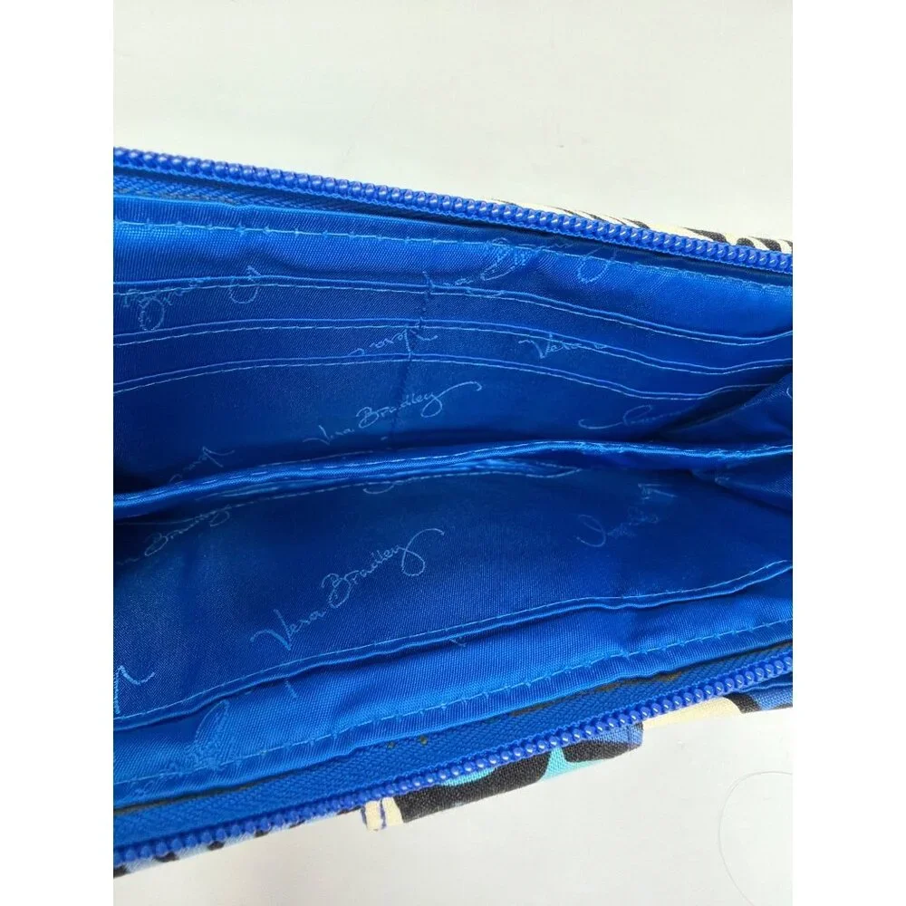 Vera Bradley Blue Bayou Turn Lock Wallet Organizer Zip Compartments - Picture 3 of 7